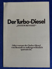 Lade das Bild in den Galerie-Viewer, Renault 30 Turbo-D Turbo-Diesel LLK - Prospekt Brochure 1982
