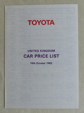 Lade das Bild in den Galerie-Viewer, Toyota 1982 Car Range Motor Show Edition - UK-Prospekt Konvolut England englisch
