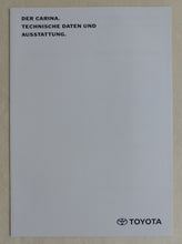 Lade das Bild in den Galerie-Viewer, Toyota Carina MJ 1993 - Prospekt Brochure + Daten &amp; Ausstattungen 04.1992
