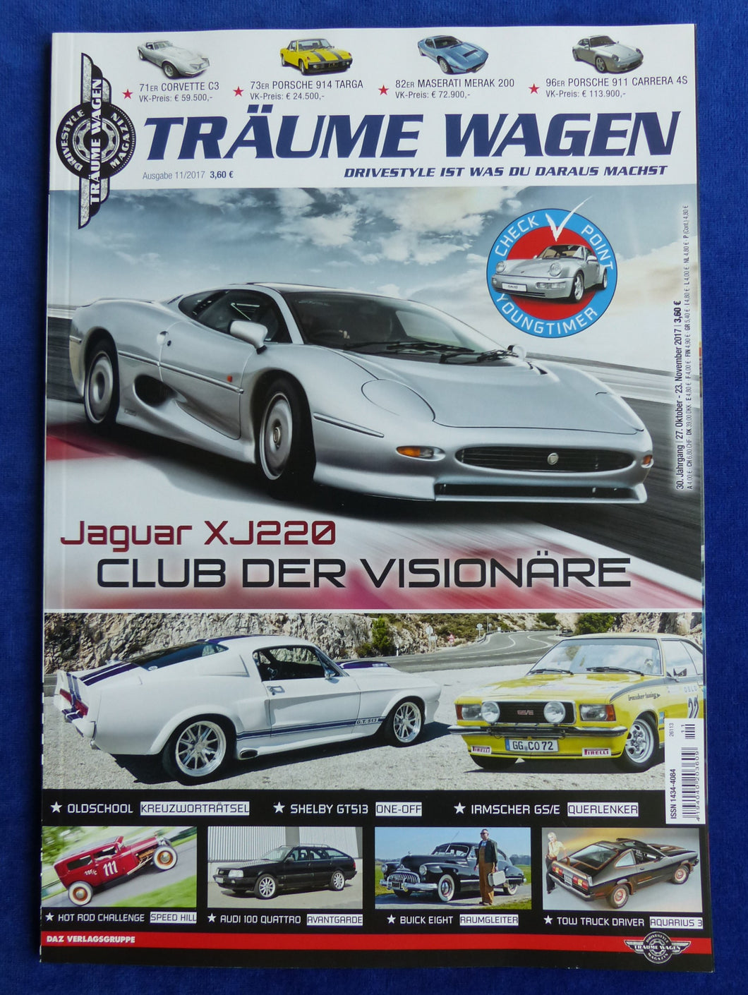 Träume Wagen Heft 11/2017 - Jaguar XJ220 Shelby GT513 Porsche 911 Audi 100