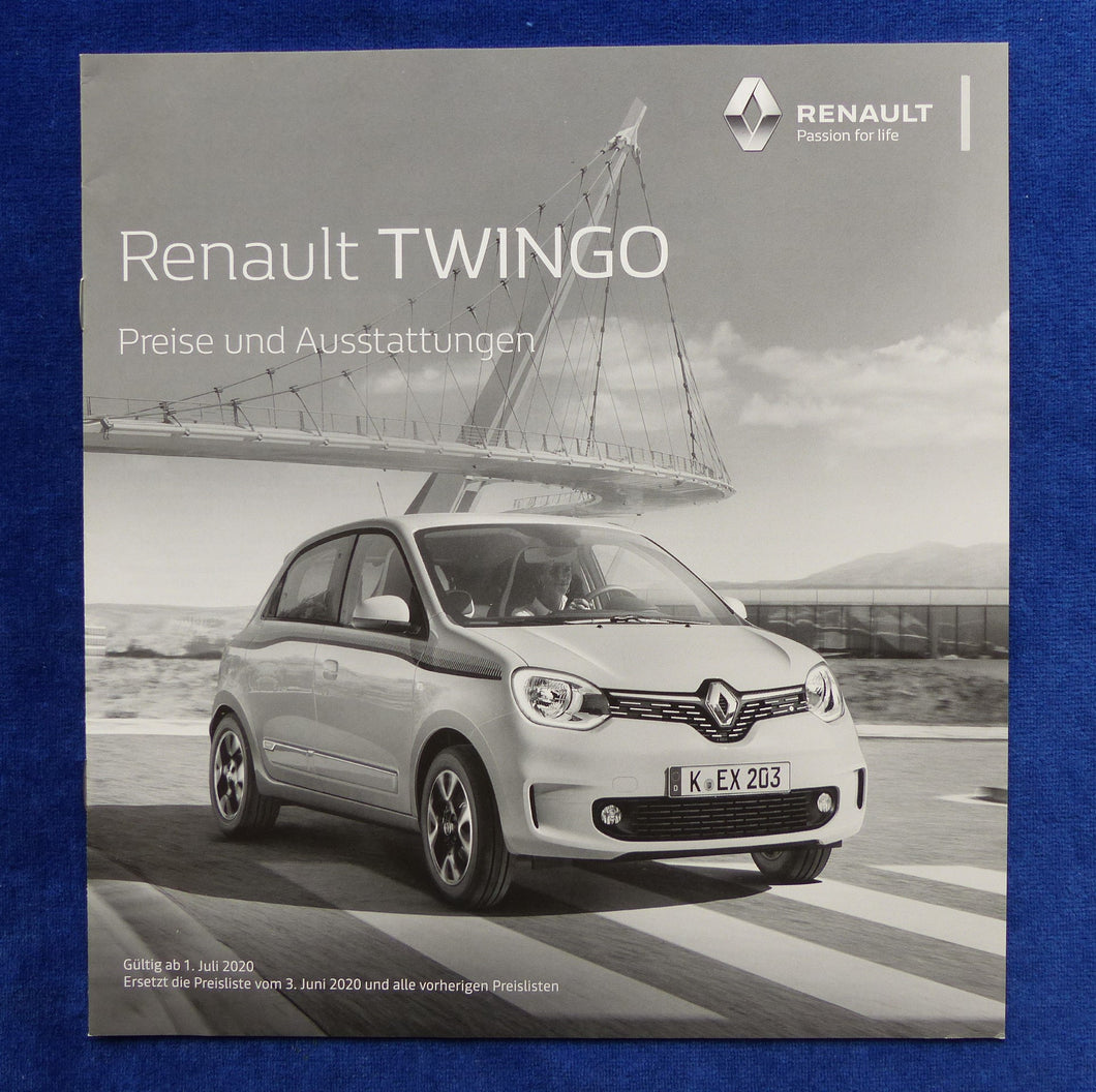Renault Twingo - Preisliste MJ 2021 - Prospekt Brochure 07.2020