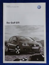 Lade das Bild in den Galerie-Viewer, VW Golf GTI MJ 2009 - Prospekt Brochure + Daten + Preisliste 05.2008
