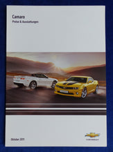 Lade das Bild in den Galerie-Viewer, Chevrolet Camaro MJ 2012 - Prospekt Brochure + Daten + Preisliste 10.2011
