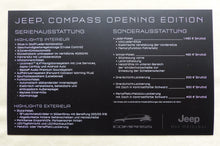 Lade das Bild in den Galerie-Viewer, Jeep Compass Opening Edition - Preisliste MJ 2017 - Prospekt Brochure 03.2017
