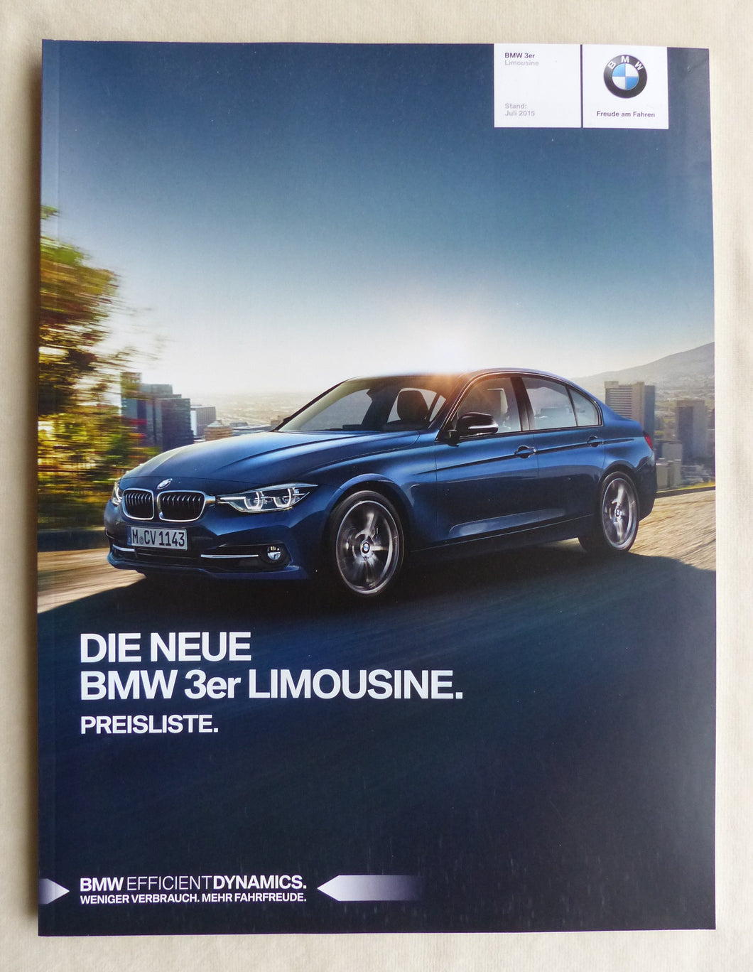 BMW 3er Limousine 340i Typ F30 - Preisliste MJ 2016 - Prospekt Brochure 07.2015