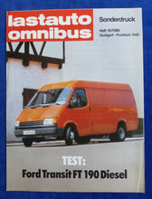 Lade das Bild in den Galerie-Viewer, Ford Transit FT 190 Test - Sonderdruck Lastauto Omnibus 10/1986
