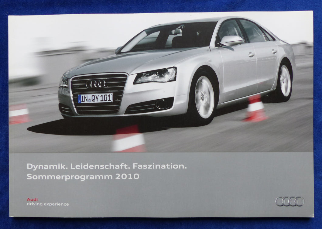 Audi driving experience Sommerprogramm 2010 A4 A8 R8 - Prospekt Brochure 03.2010