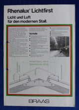 Lade das Bild in den Galerie-Viewer, Braas Rhenalux Lichtfirst Stall Lüftung - Prospekt Brochure 06.1986
