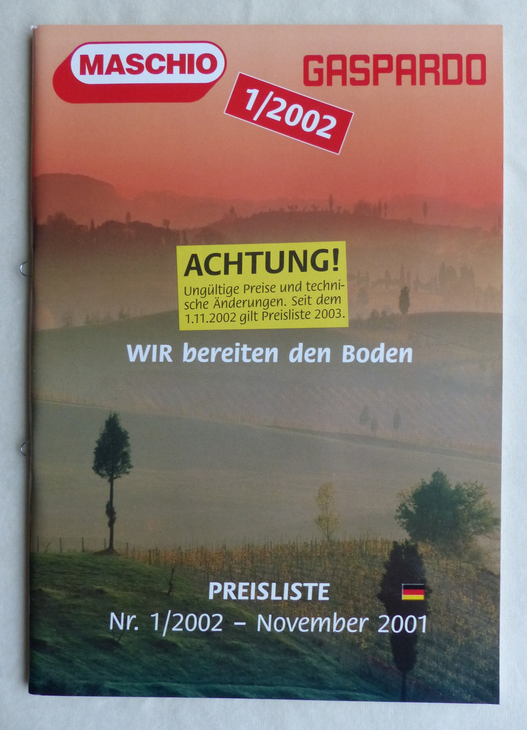 Maschio Gaspardo Sämaschinen - Preisliste 2002 - Prospekt Brochure 11.2001
