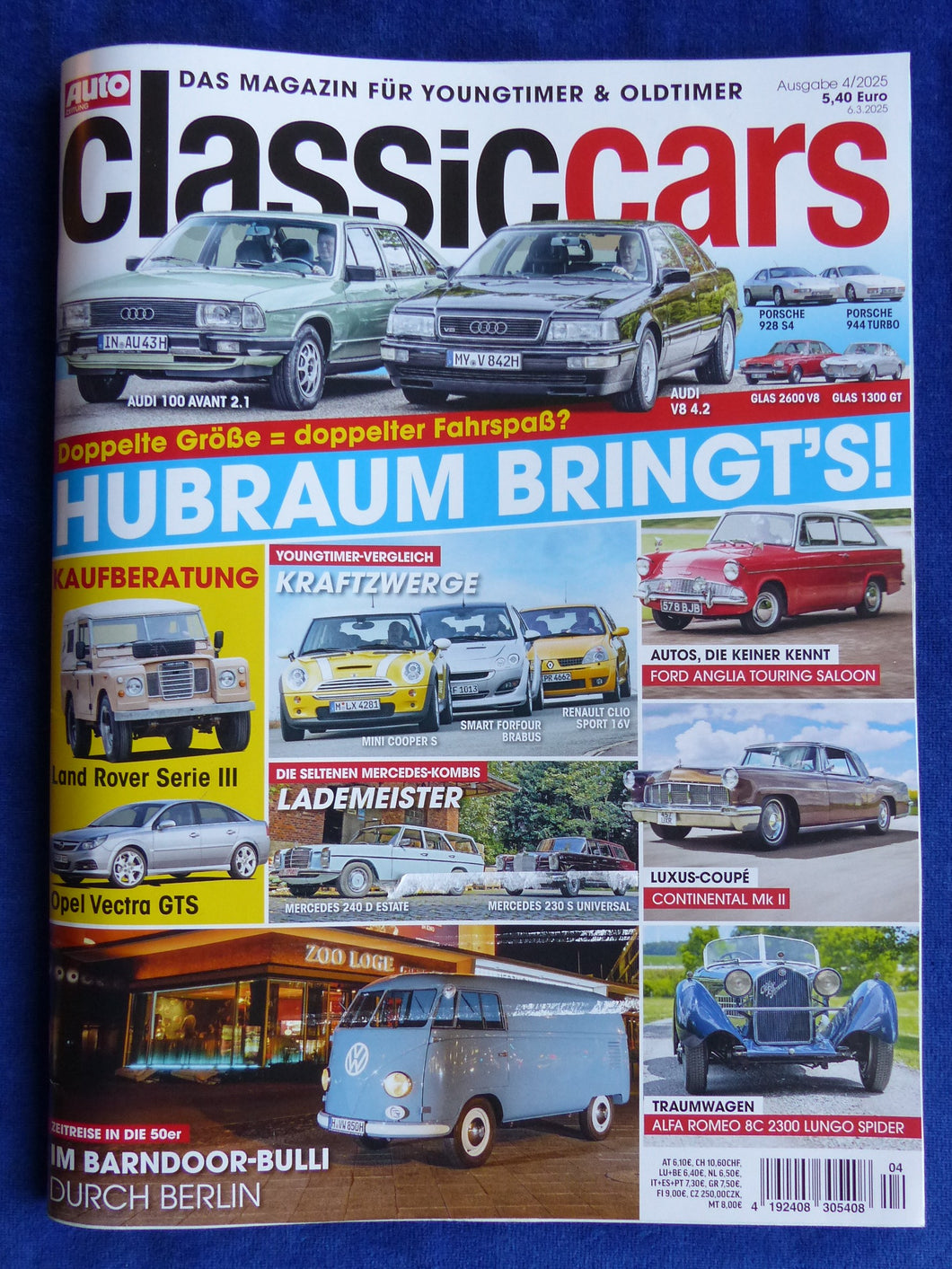 Classic Cars Heft 4/2025 - Audi V8 Land Rover VW Bus T1 Bulli Shelby Mustang BMW