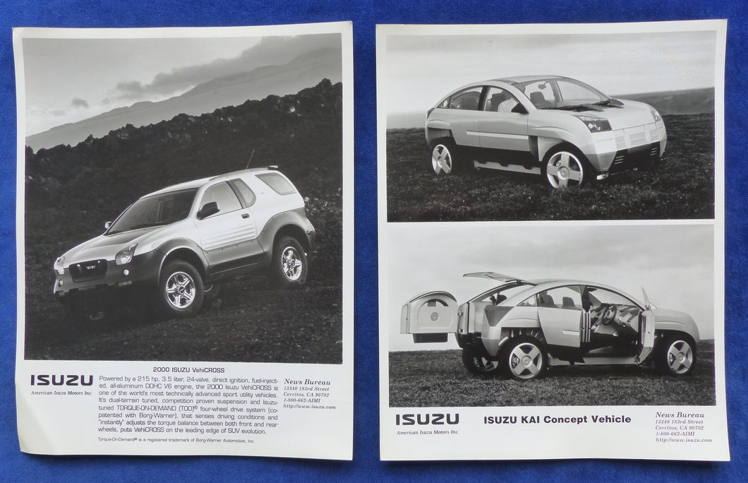 Isuzu Kai Concept Vehicles - 2x Original Pressefotos press photos 2000 USA