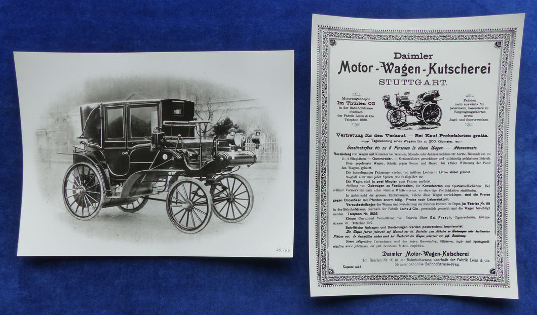 Mercedes Daimler 1897 Motordroschke Taxi - 2x Original Pressefoto 1997