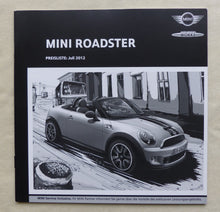 Lade das Bild in den Galerie-Viewer, Mini Roadster Cooper S JCW - Preisliste MJ 2013 - Prospekt Brochure 07.2012
