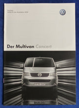 Lade das Bild in den Galerie-Viewer, VW Bus T5 Multivan Concert Sondermodell MJ 2008 - Prospekt + Preisliste 11.2007
