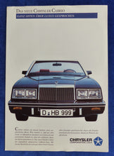Lade das Bild in den Galerie-Viewer, Chrysler LeBaron Cabrio Coupe New Yorker - Prospekt Brochure 1985 deutsch
