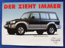 Lade das Bild in den Galerie-Viewer, Galloper Geländewagen Mitsubishi Pajero Lizenz - Prospekt Brochure 1998

