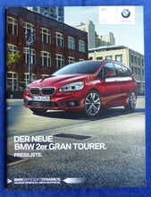 Lade das Bild in den Galerie-Viewer, BMW 2er Gran Tourer 218d 220i - Preisliste MJ 2015 - Prospekt Brochure 03.2015
