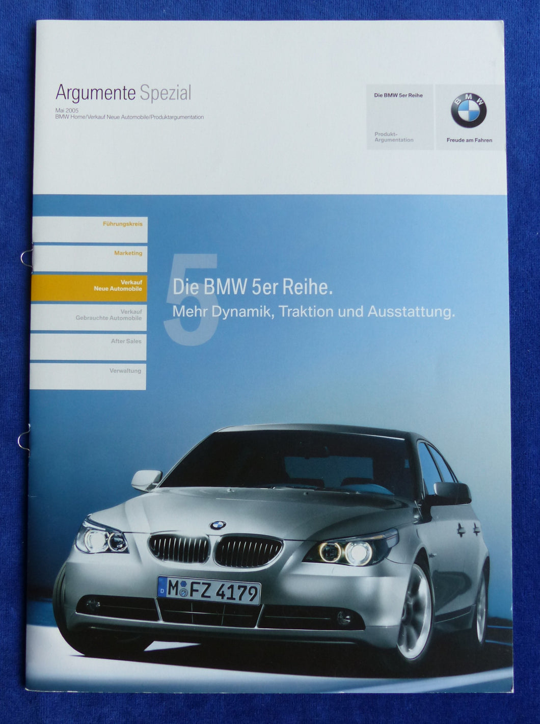 BMW 5er 530i MJ 2006 - Verkauf Argumente intern - Prospekt Brochure 05.2005