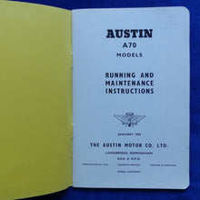 Lade das Bild in den Galerie-Viewer, Austin A70 Maintenance Instructions - UK-Handbuch operation manual 1954 England
