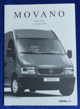 Lade das Bild in den Galerie-Viewer, Opel Movano Kombi &amp; Kastenwagen MJ 1999 - Prospekt Brochure + Preisliste 12.1998
