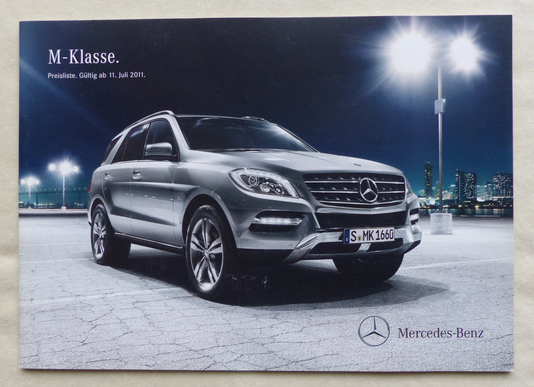 Mercedes-Benz M-Klasse ML - Preisliste MJ 2012 - Prospekt Brochure 07.2011