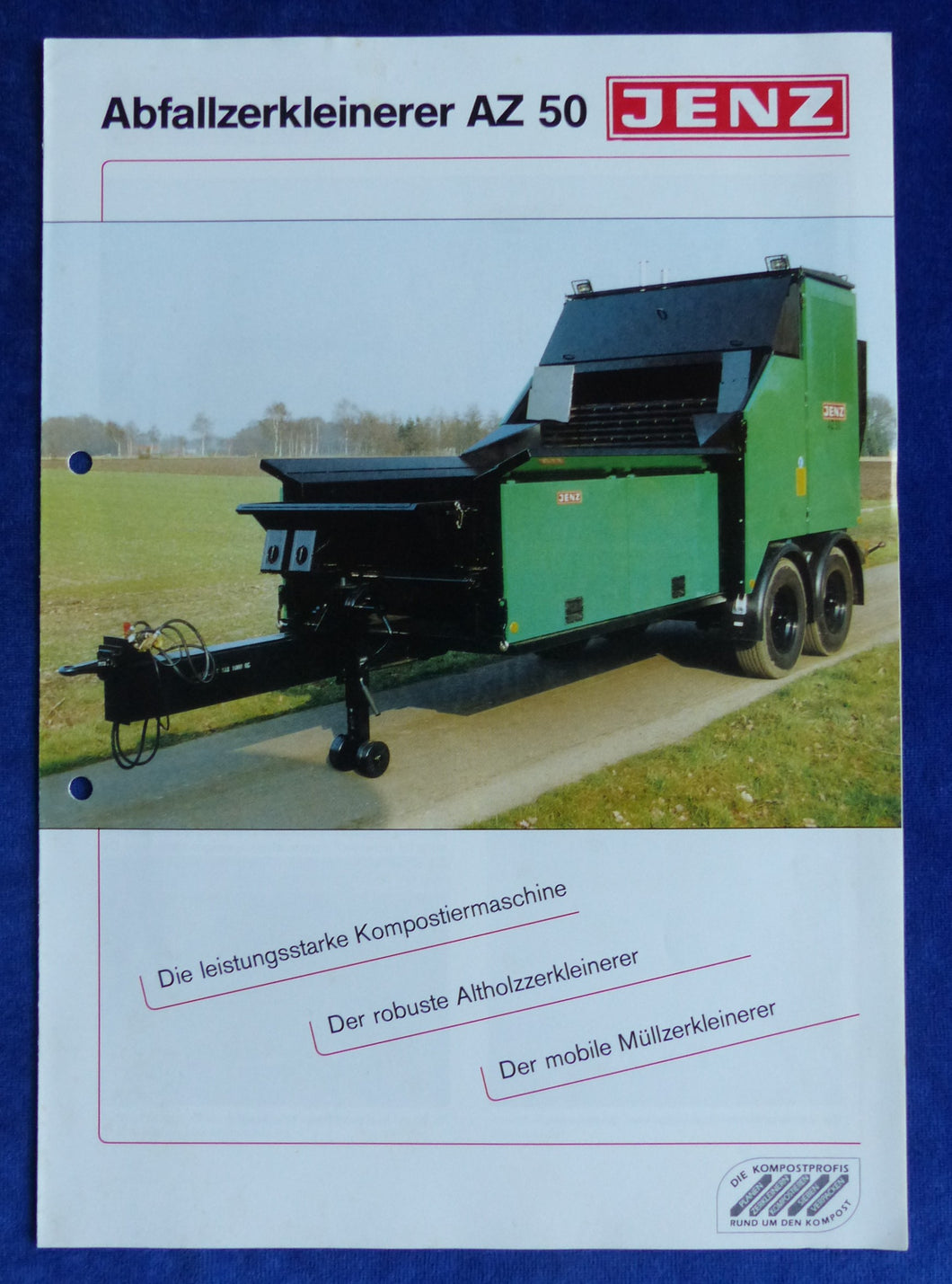 Jenz Abfallzerkleinerer AZ 50 Kompost Altholz - Prospekt Brochure 03.1992