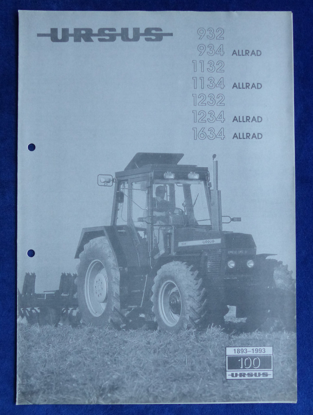 Ursus Traktoren 932 1134 1634 Technische Daten - Prospekt Brochure 1993
