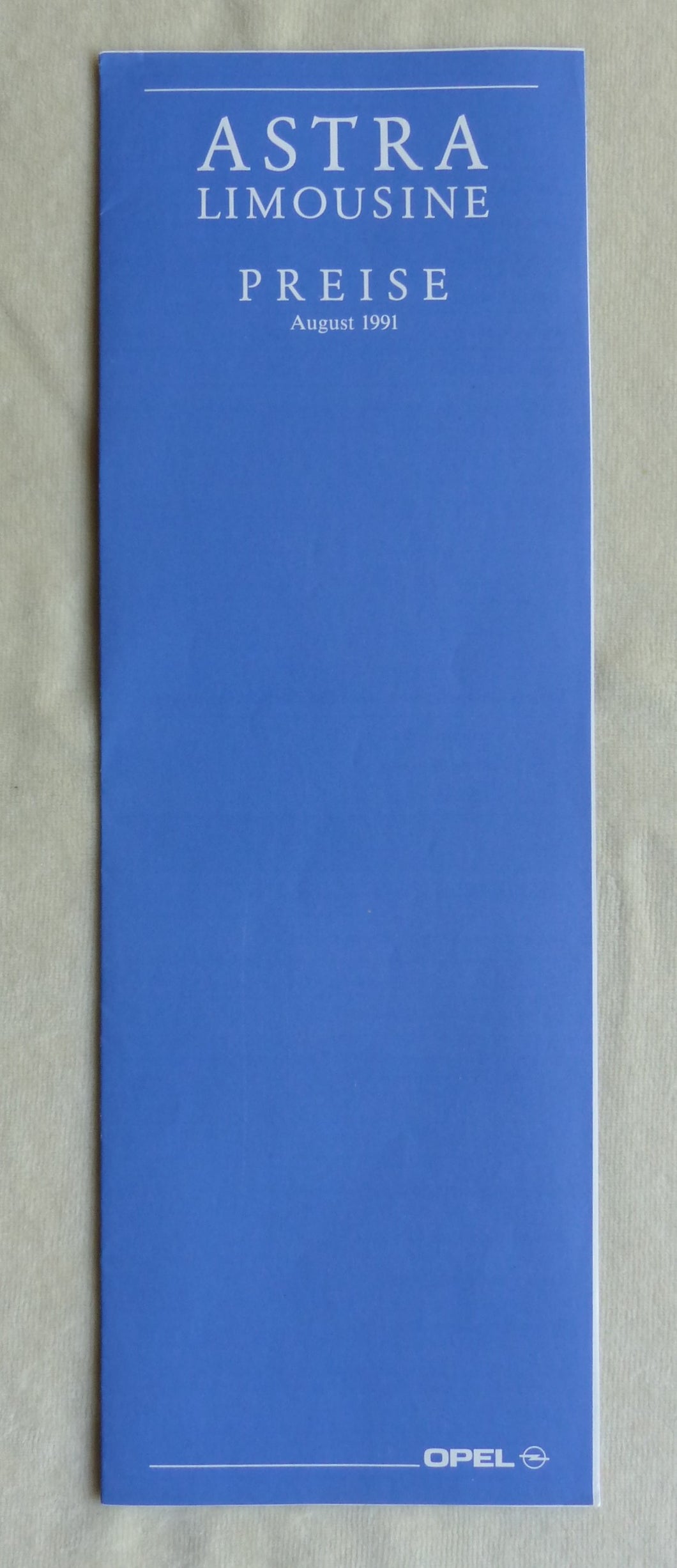 Opel Astra Limousine GSi - Preisliste MJ 1992 - Prospekt Brochure 08.1991