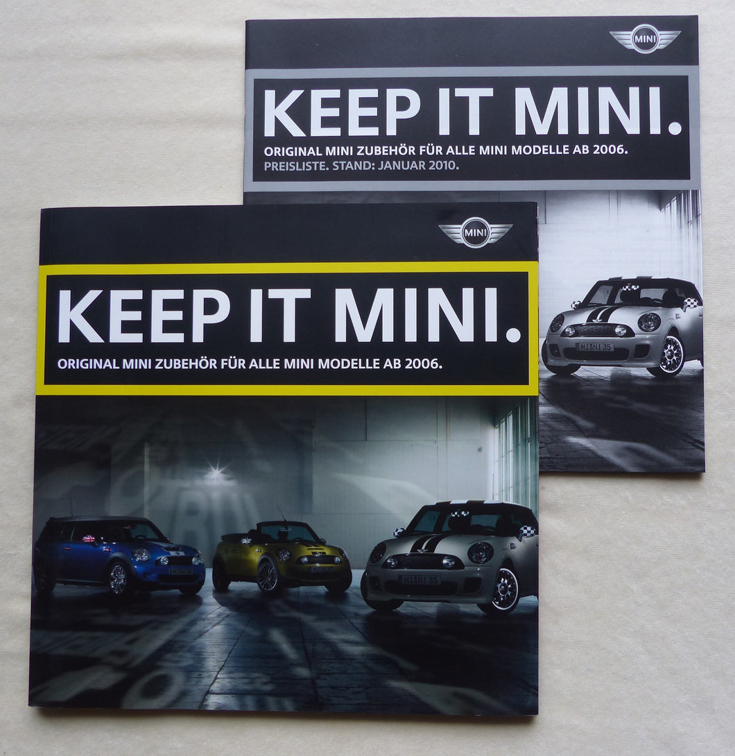 Mini 3-Türer Cabrio JCW Zubehör MJ 2006 bis 2010 - Prospekt + Preisliste 01.2010