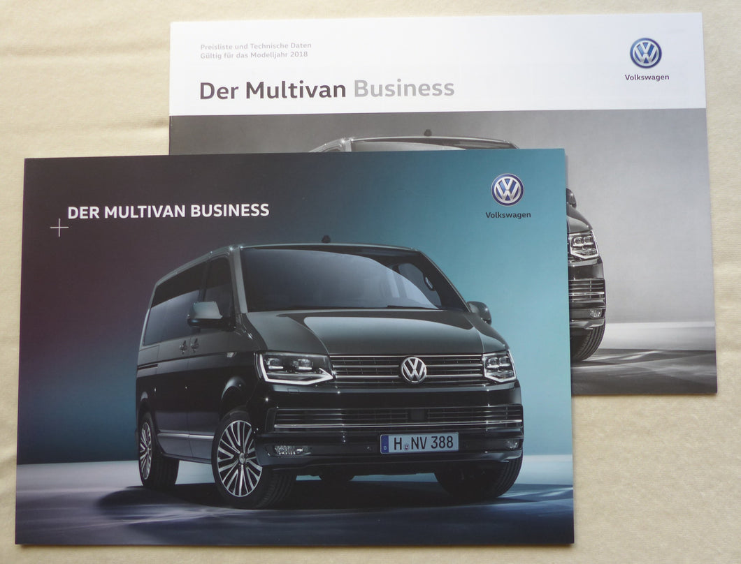 VW Bus T6 Multivan Business MJ 2018 - Prospekt Brochure + Preisliste 06.2017