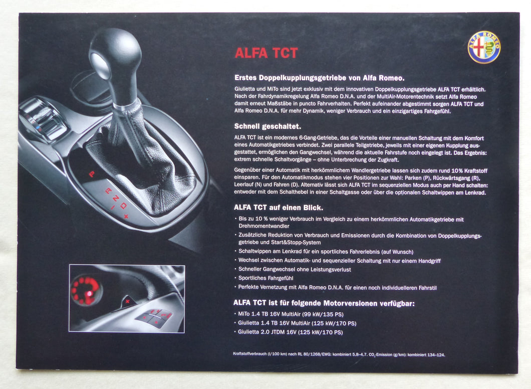 Alfa Romeo TCT Getriebe für MiTo & Giulietta - Prospekt Brochure 2011