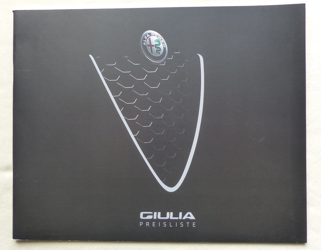 Alfa Romeo Giulia Quadrifoglio - Preisliste MJ 2018 - Prospekt Brochure 09.2017
