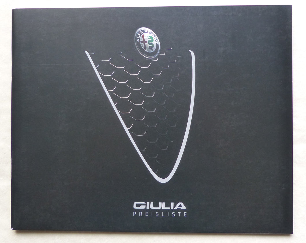 Alfa Romeo Giulia Quadrifoglio - Preisliste MJ 2019 - Prospekt Brochure 08.2018