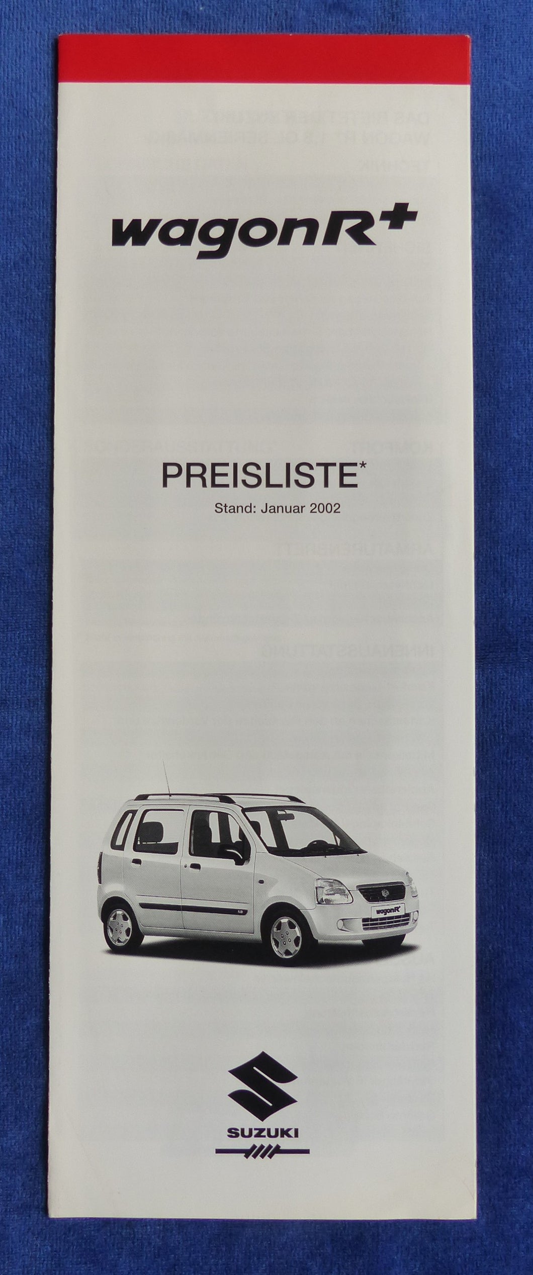 Suzuki Wagon R+ - Preisliste MJ 2002 - Prospekt Brochure 01.2002