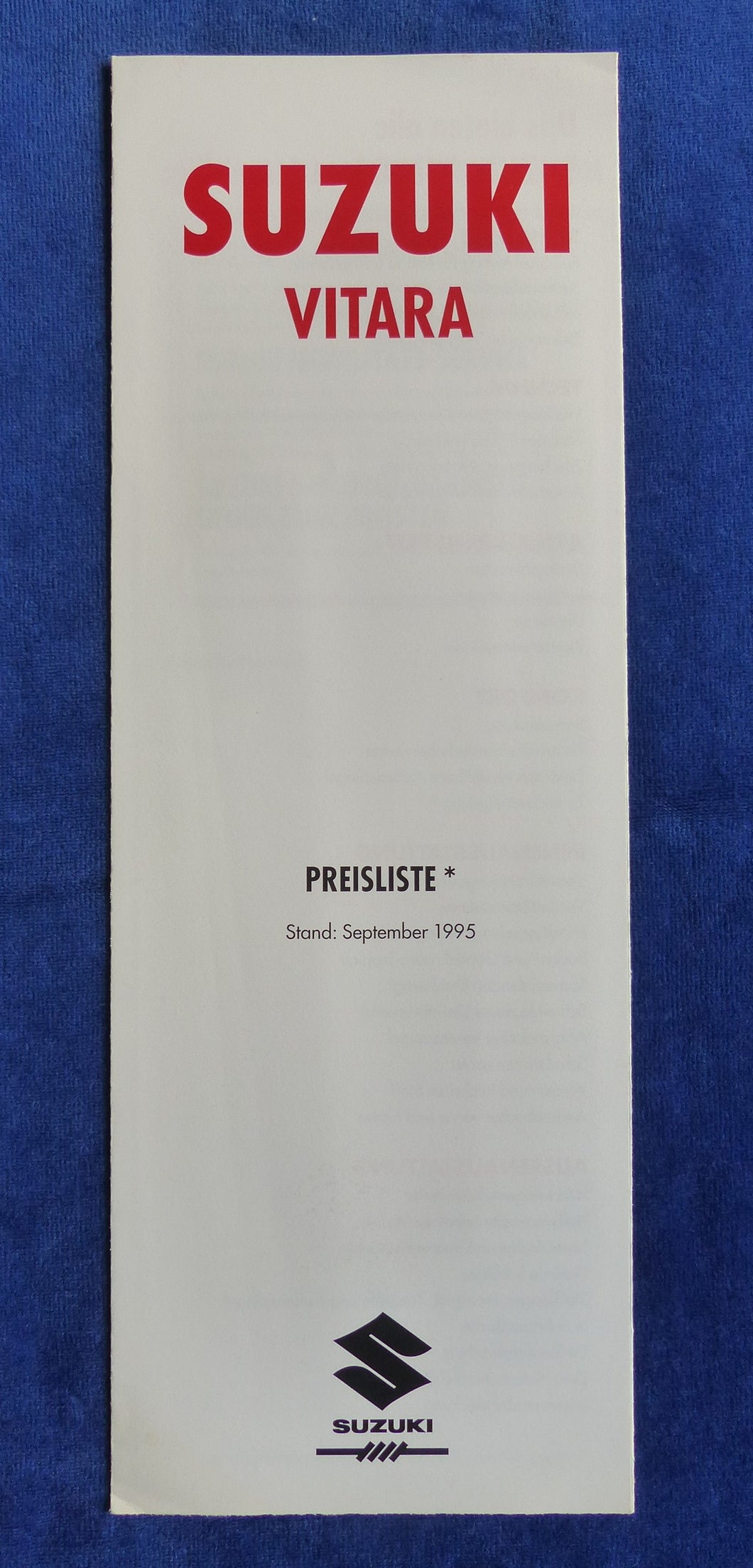 Suzuki Vitara - Preisliste MJ 1996 - Prospekt Brochure 09.1995