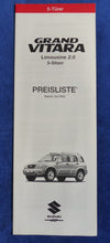 Lade das Bild in den Galerie-Viewer, Suzuki Grand Vitara 5-Türer - Preisliste MJ 2003 - Prospekt Brochure 07.2002
