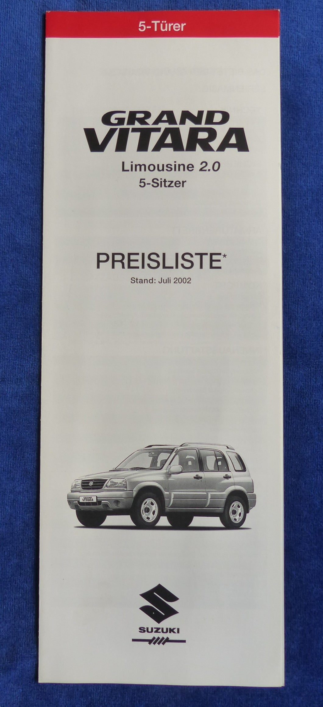 Suzuki Grand Vitara 5-Türer - Preisliste MJ 2003 - Prospekt Brochure 07.2002