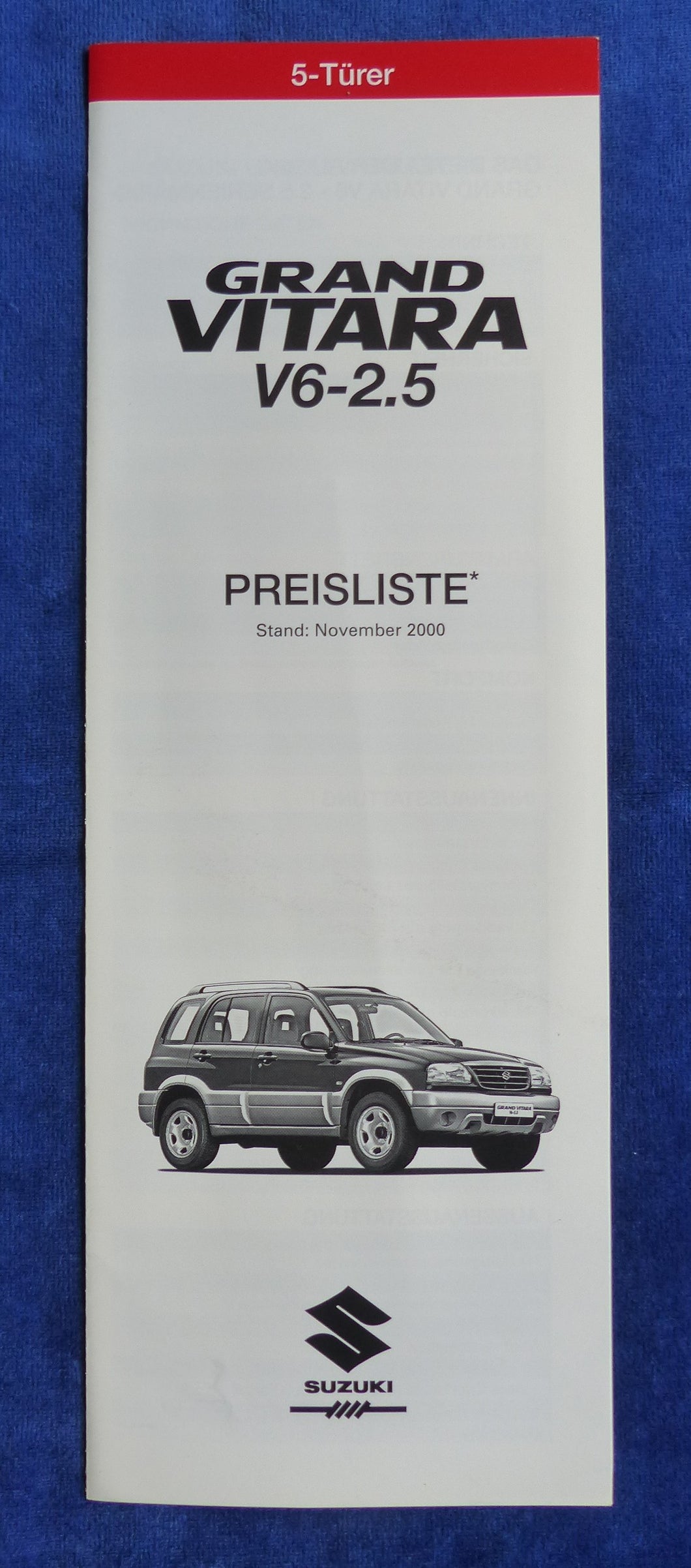 Suzuki Grand Vitara 5-Türer - Preisliste MJ 2001 - Prospekt Brochure 11.2000