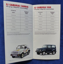 Lade das Bild in den Galerie-Viewer, Suzuki Vitara SJ Samurai Swift Carry - Preisliste MJ 1992 - Prospekt 09.1991
