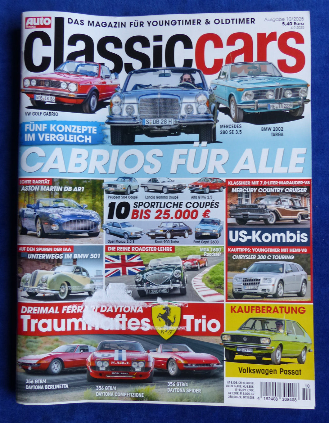 Classic Cars Heft 10/2025 - Ferrari Aston Martin Mercedes BMW VW Saab Opel Alfa
