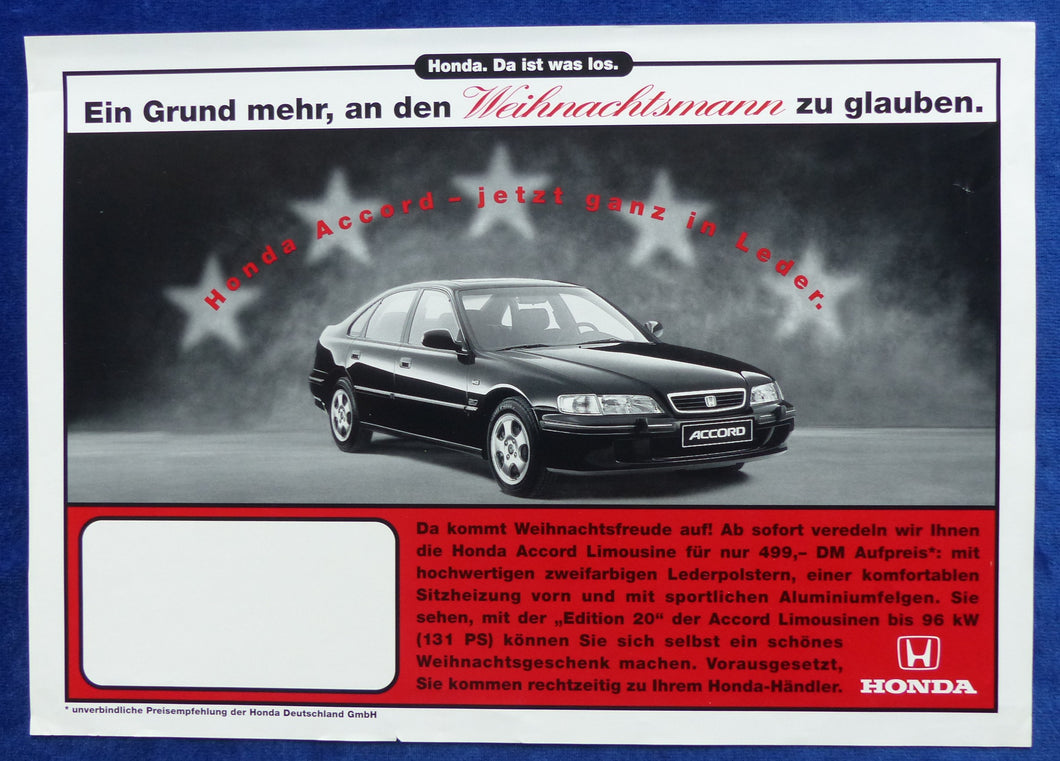 Honda Accord Edition 20 & Civic Sondermodelle - Prospekt Brochure 1996
