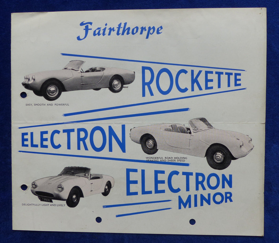 Fairthorpe 1963 Rockette Electron Minor - UK-Prospekt Brochure 09.1962 England