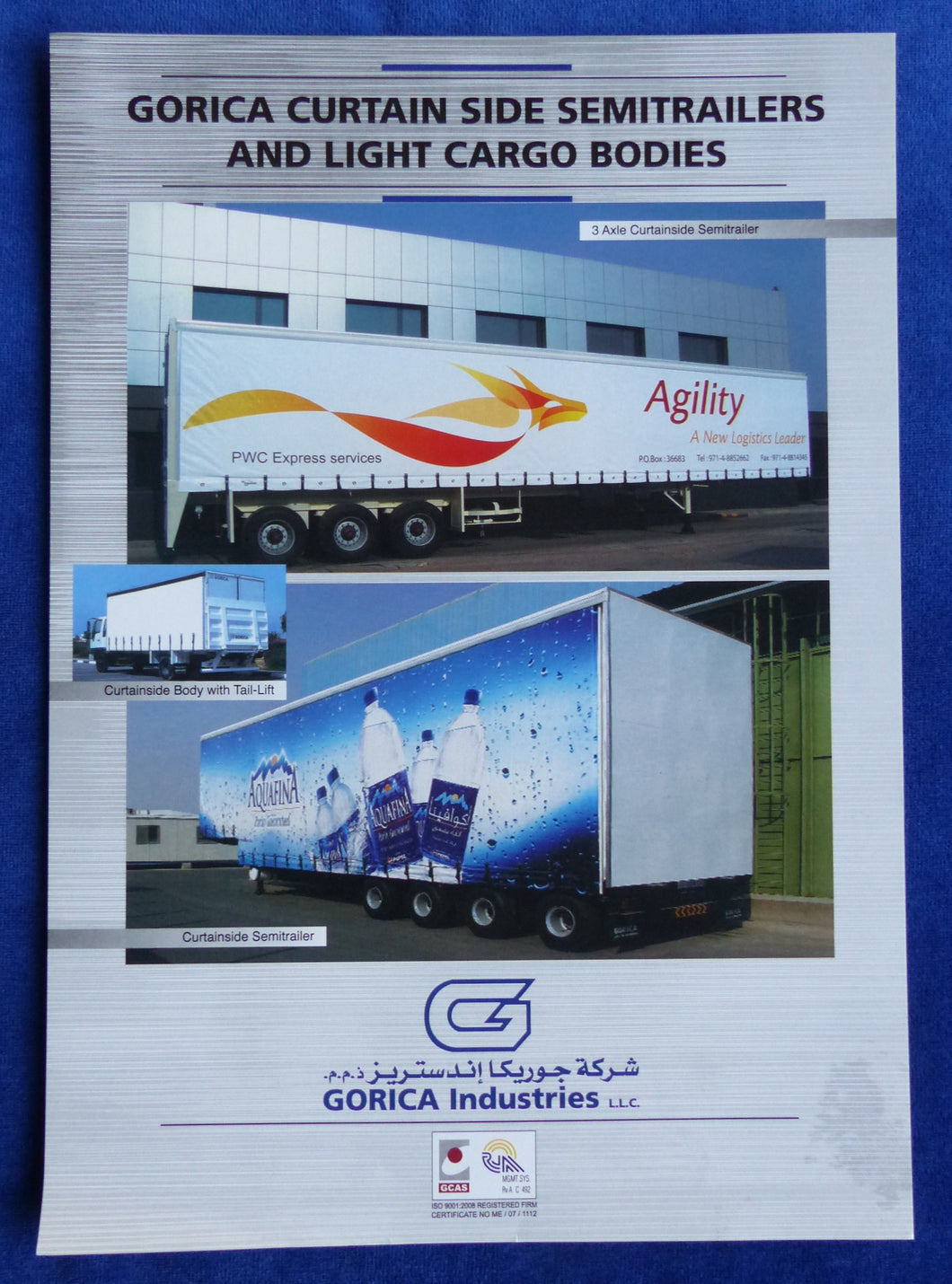 Gorica Curtain Side Semitrailers Light Cargo - Prospekt Brochure Dubai englisch
