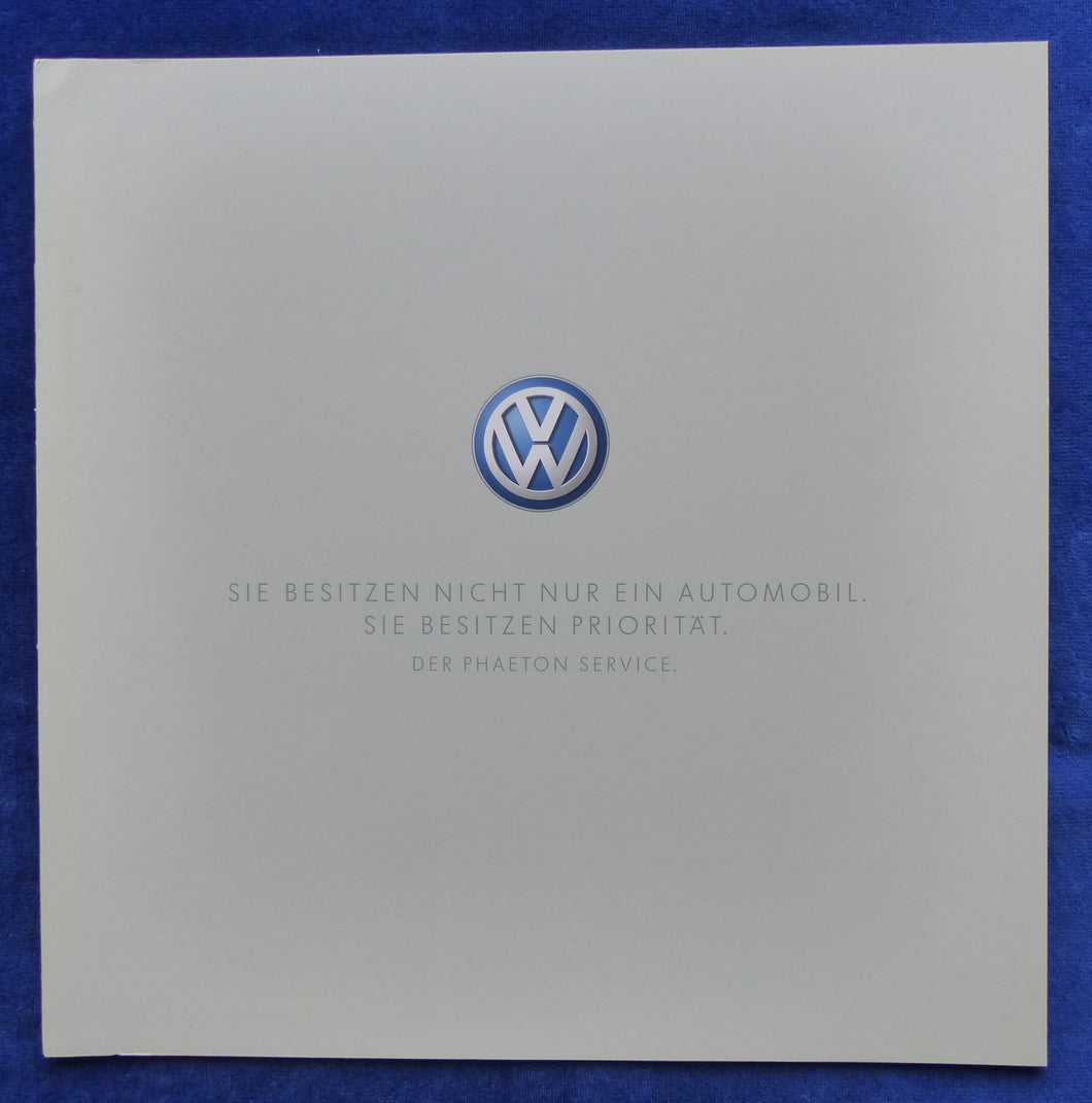 VW Phaeton Service & Kundendienst MJ 2002 - Prospekt Brochure 01.2002