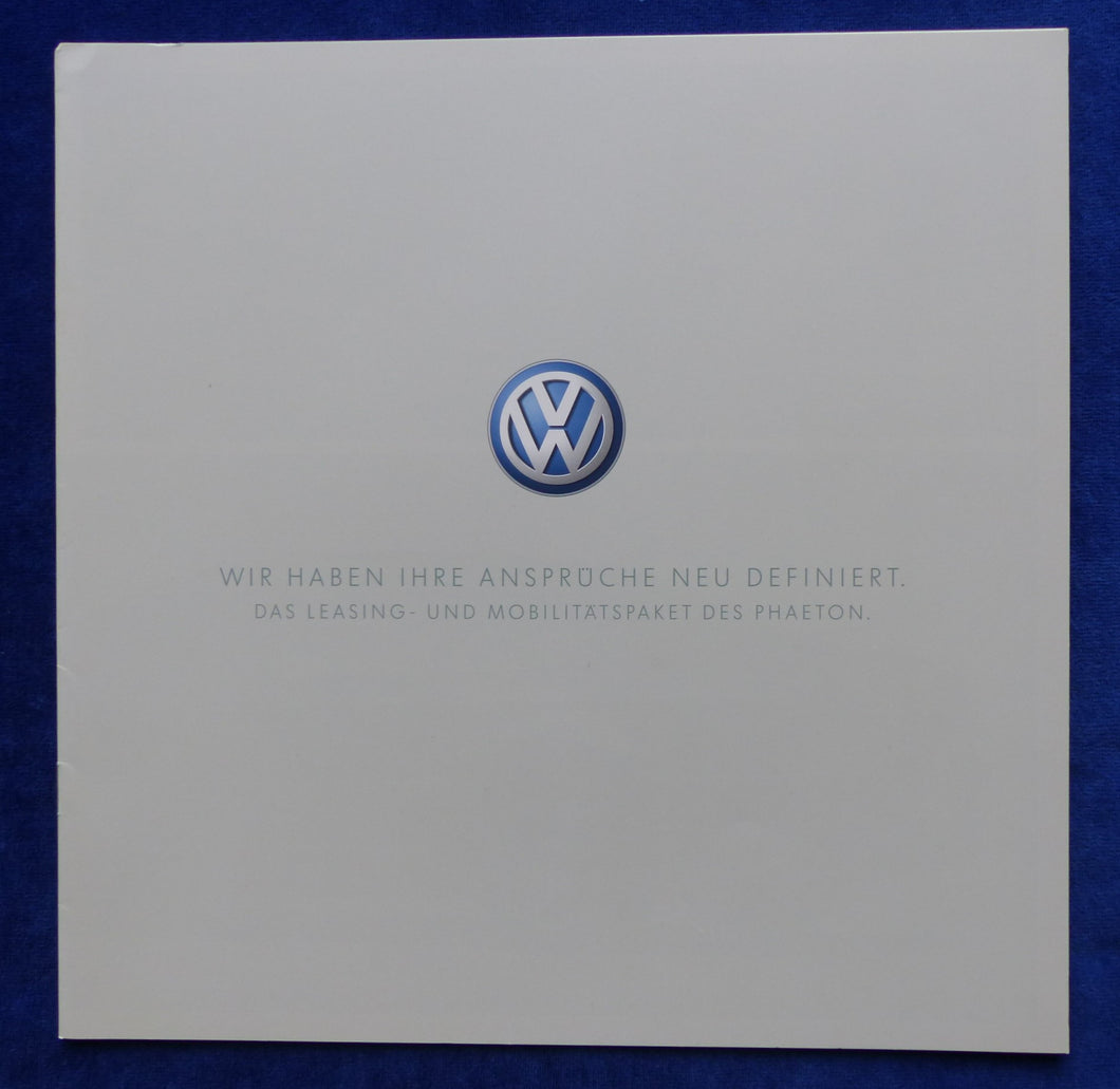VW Phaeton Leasing & Mobilitätspaket MJ 2002 - Prospekt Brochure 01.2002