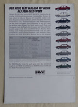 Lade das Bild in den Galerie-Viewer, Seat Malaga MJ 1990 - Prospekt Brochure 1989
