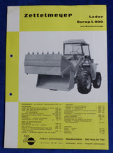 Lade das Bild in den Galerie-Viewer, Zettelmeyer Lader Europ L 500 Maulschaufel - Prospekt Brochure 1966
