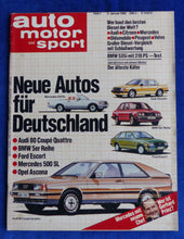 Lade das Bild in den Galerie-Viewer, Auto Motor Sport Heft 1/1980 - Mercedes 500 SL Audi 80 Coupe Opel Ascona BMW 5er
