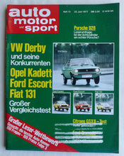 Lade das Bild in den Galerie-Viewer, Auto Motor Sport Heft 13/1977 - Porsche 928 VW Derby Opel Kadett Ford Escort
