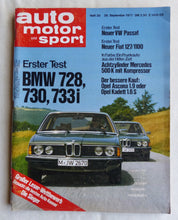 Lade das Bild in den Galerie-Viewer, Auto Motor Sport Heft 20/1977 - BMW 7er VW Passat Fiat 127 Mercedes 500 K Opel
